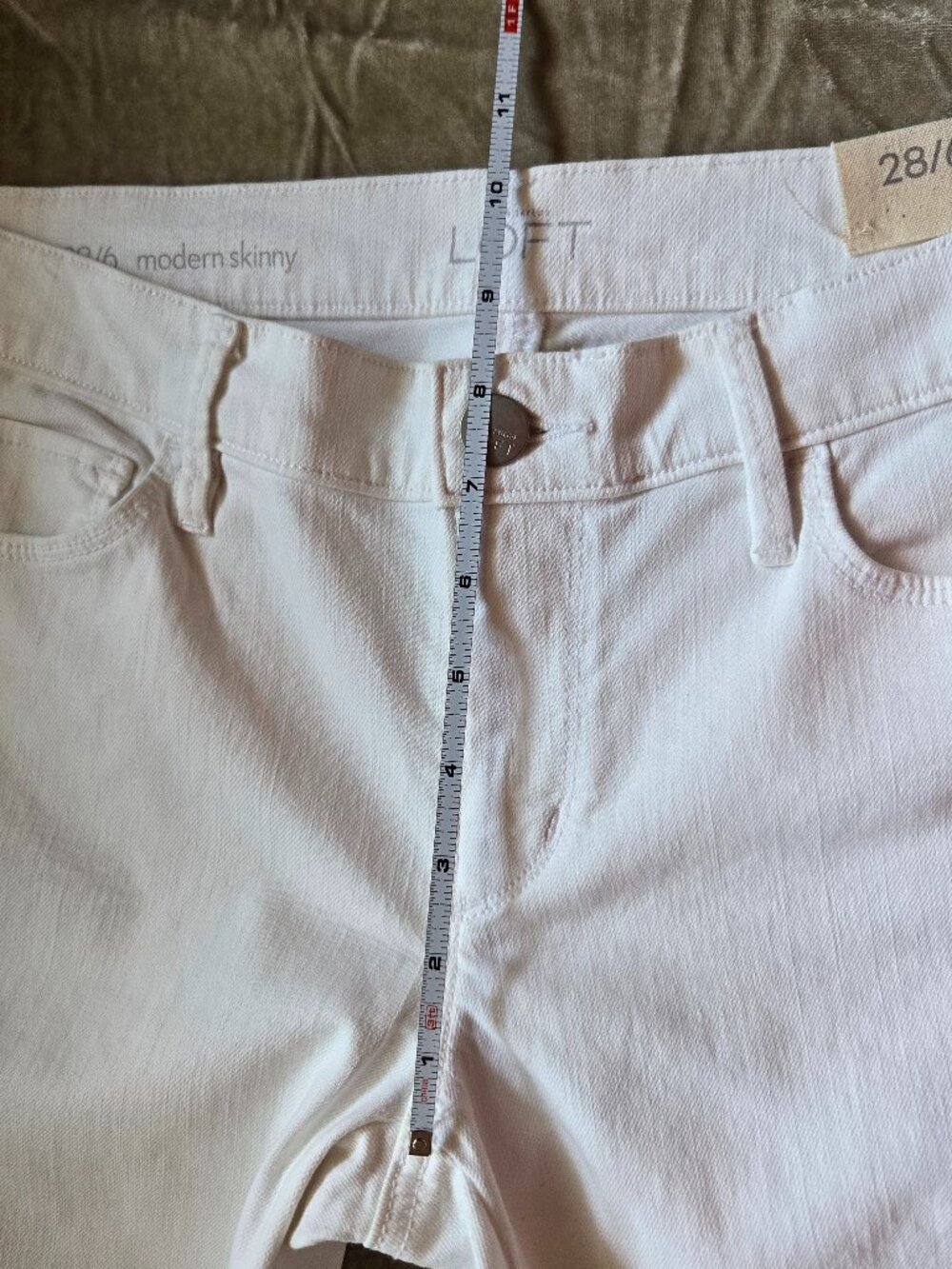 LOFT Modern Skinny White Jeans – Size 28/6 – Taupe Side Stripe - Picture 6 of 10